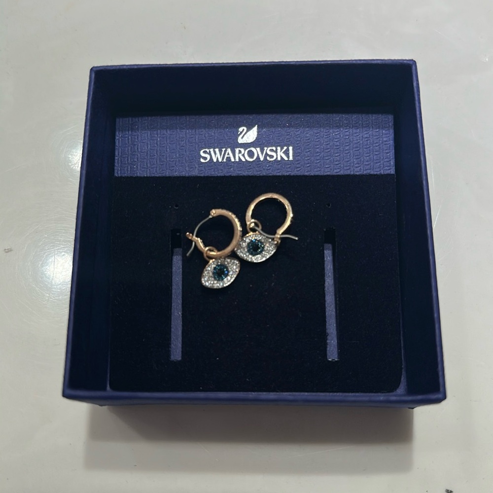 Swarovski mini hoop evil eye